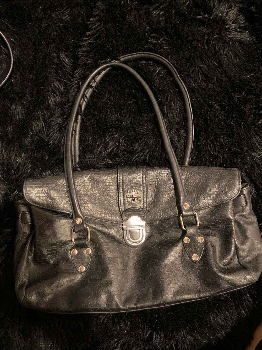 Harley-Davidson Black Shoulder Satchel with silver Accents